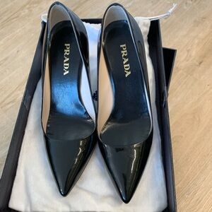 Prada Shiny Black Pointed Heels